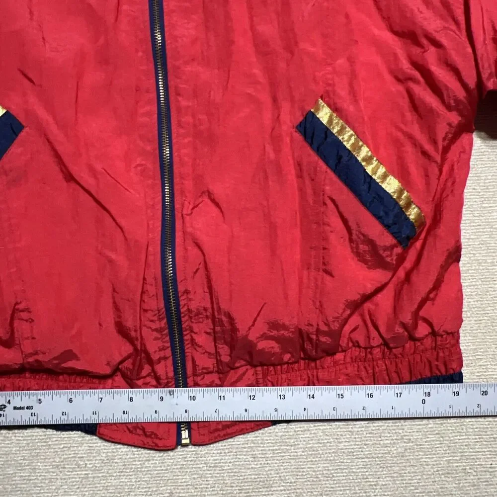 VINTAGE R.E. Sport Windbreaker Jacket Adult XL Red Shoulder Pads Nylon 80s 90s
